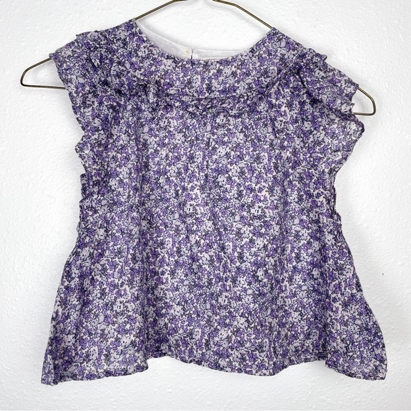 CrewCuts Sz. XS (4/5) Purple and White Floral Ruffle Top - Picture 1 of 8